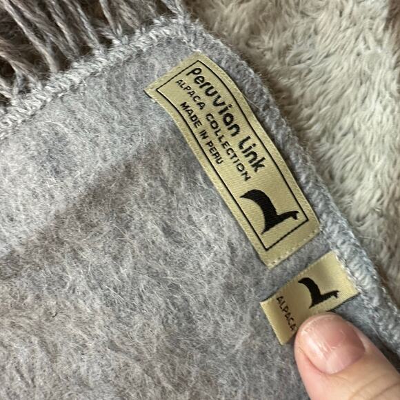 Peruvian Link Alpaca Collection Scarf Made in Peru Gray Fringe - Picture 5 of 5